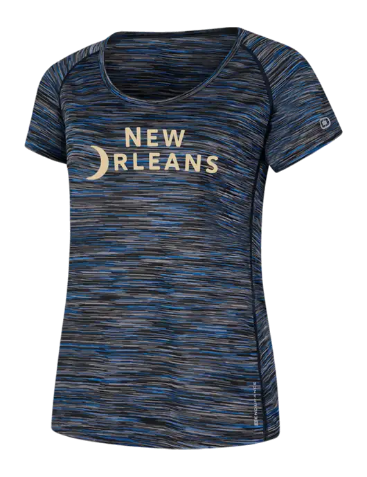 OGIO Womens Black/Royal Space Dye Verge Scoop Neck w/Moon Logo