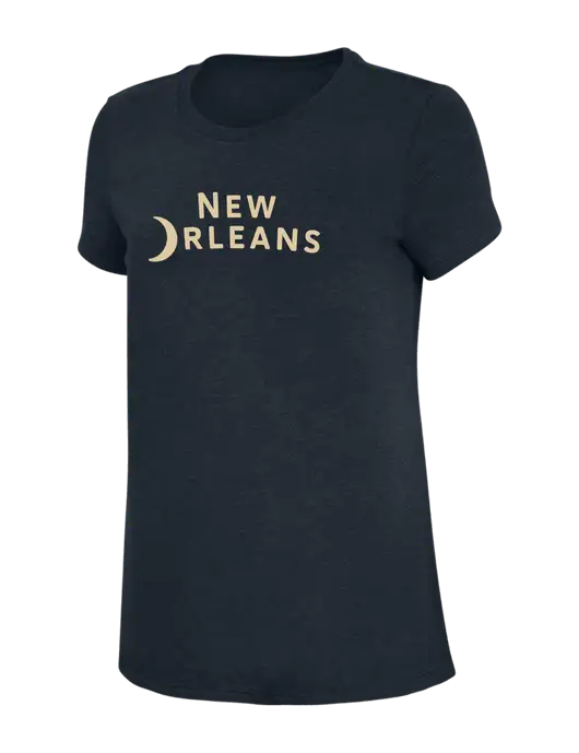 Womens Simply Soft Navy 4.5oz Poly/Combed Ring Spun Cotton T-Shirt w/Moon Logo
