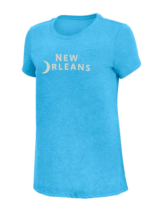Womens Simply Soft Turquoise Frost 4.5oz  Poly/Combed Ring Spun Cotton T-Shirt w/Moon Logo