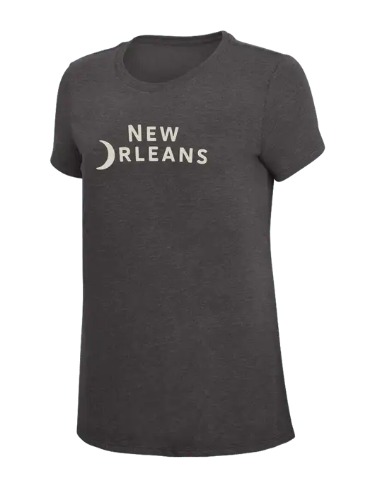 Womens Simply Soft Heather Charcoal 4.5oz  Poly/Combed Ring Spun Cotton T-Shirt w/Moon Logo