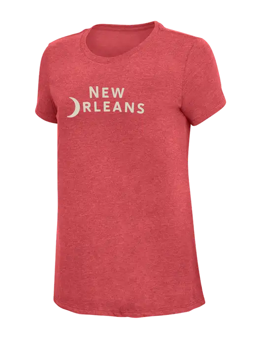 Womens Simply Soft Red Frost 4.5oz Poly/Combed Ring Spun Cotton T-Shirt w/Moon Logo