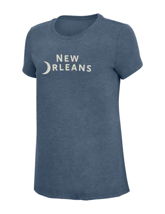 Womens Simply Soft Navy Frost 4.5oz  Poly/Combed Ring Spun Cotton T-Shirt w/Moon Logo