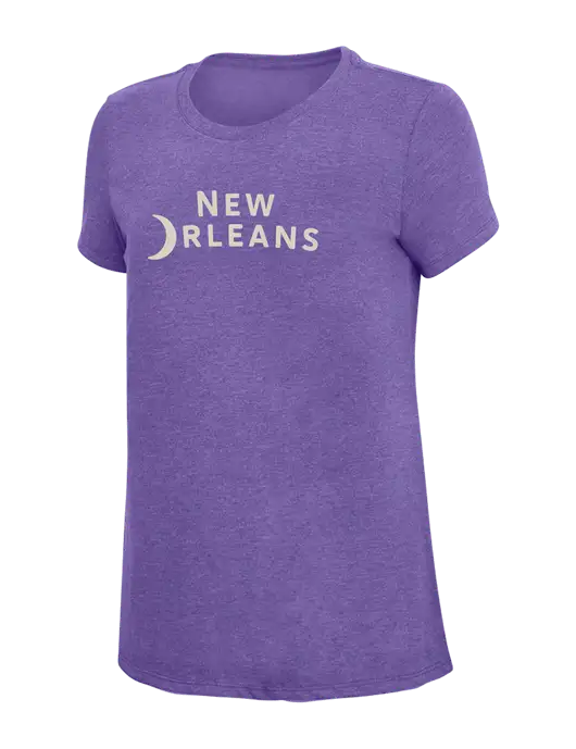 Womens Simply Soft Purple Frost 4.5oz  Poly/Combed Ring Spun Cotton T-Shirt w/Moon Logo