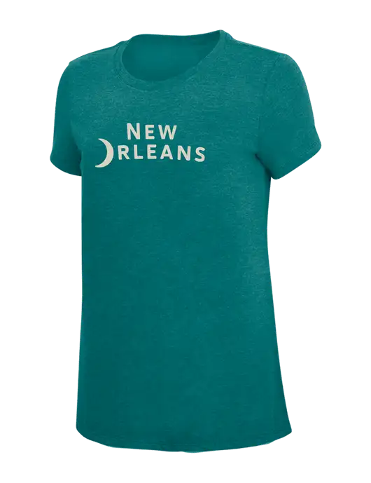 Womens Simply Soft Heathered Dark Teal 4.5oz  Poly/Combed Ring Spun Cotton T-Shirt w/Moon Logo