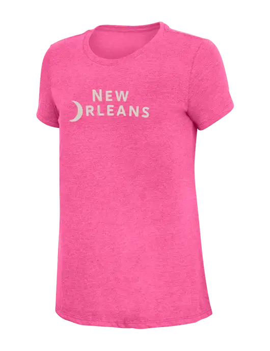 Womens Simply Soft Fuchsia Frost 4.5oz Poly/Combed Ring Spun Cotton T-Shirt w/Moon Logo