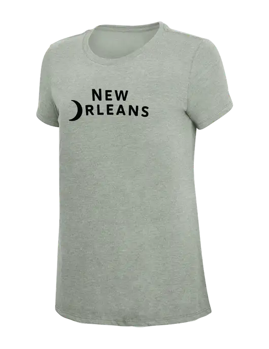 Womens Simply Soft Heathered Light Grey 4.5oz Poly/Combed Ring Spun Cotton T-Shirt w/Moon Logo