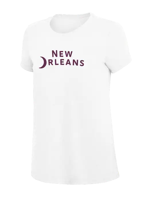 Womens Simply Soft White 4.5oz Poly/Combed Ring Spun Cotton T-Shirt
 w/Moon Logo